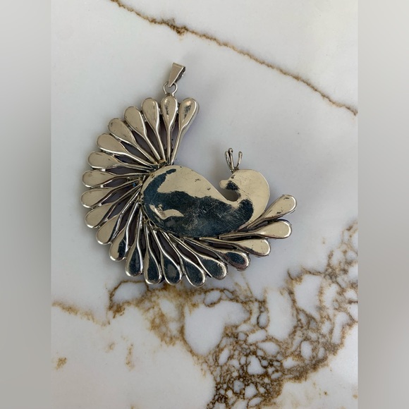 Purple Crystals Peacock Sterling Silver 925 Pendant & Earrings - Picture 12 of 12